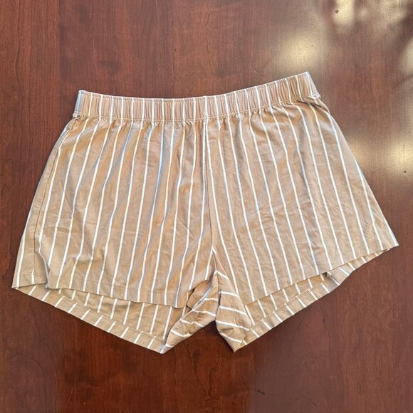 DreamModal Kimono Pajama Set in Tan and white Stripe - Picture 3 of 10